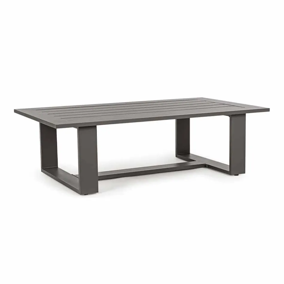 Wohnzimmerzusammensetzung im Freien in Aluminium mit Stoffkissen - Yoshi Viadurini