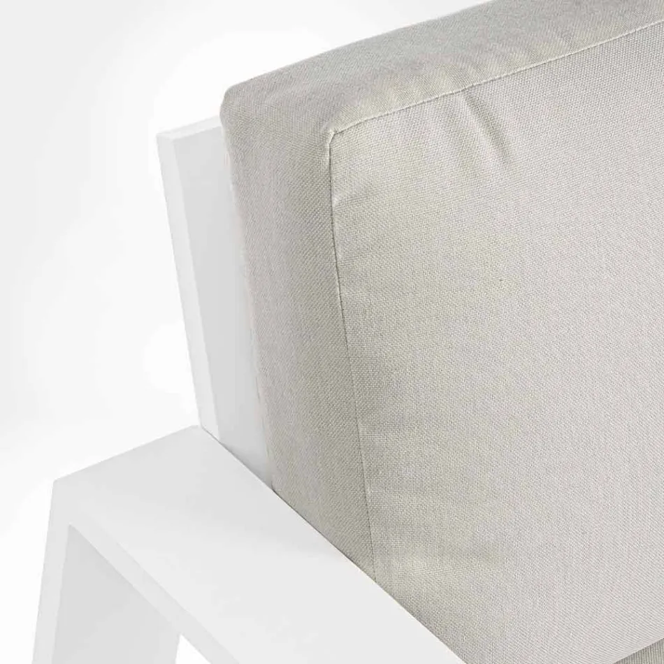 Wohnzimmerzusammensetzung im Freien in Aluminium mit Stoffkissen - Yoshi Viadurini