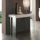 Ausziehbare Konsole mit modernem Design und Beinen aus gehärtetem Glas von Miss Viadurini