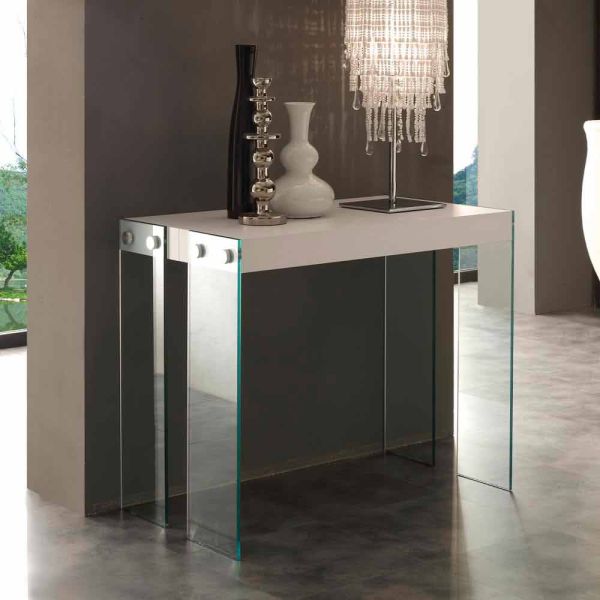 Konsole verlängerbar mit hartglas beinen in modernem design miss