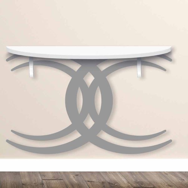 Wandkonsole für modernes design in weißem und grauem holz - coco