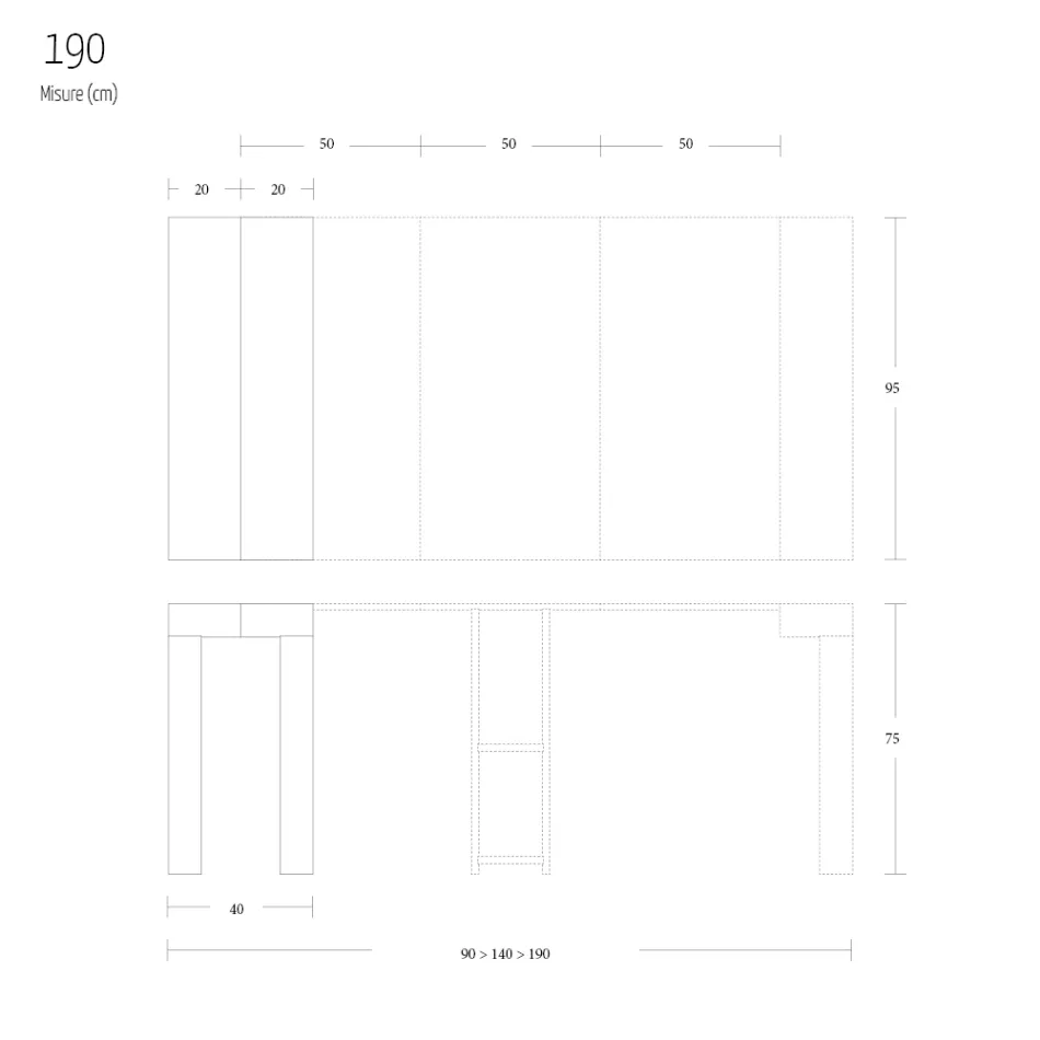 Ausziehbare Konsole bis 290 cm aus Melaminholz Made in Italy - Paride Viadurini