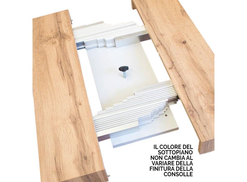 Ausziehbare Konsole auf 300 cm mit Anthrazit- und Holzrahmen, hergestellt in Italien – Fata Viadurini
