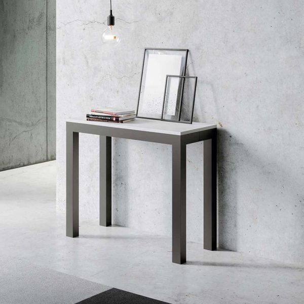 Ausziehbare konsole mit modernem design aus holz und eisen, hergestellt in italien – never