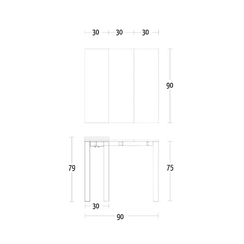 Ausziehbare Konsole bis zu 90 cm aus Melamin und Metall, hergestellt in Italien – Tasche Viadurini
