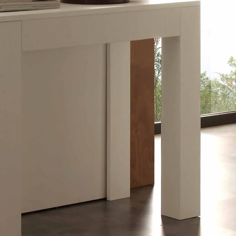 Ausziehbare Konsole aus offenporigem weißem Faltmelamin von Bosa Viadurini