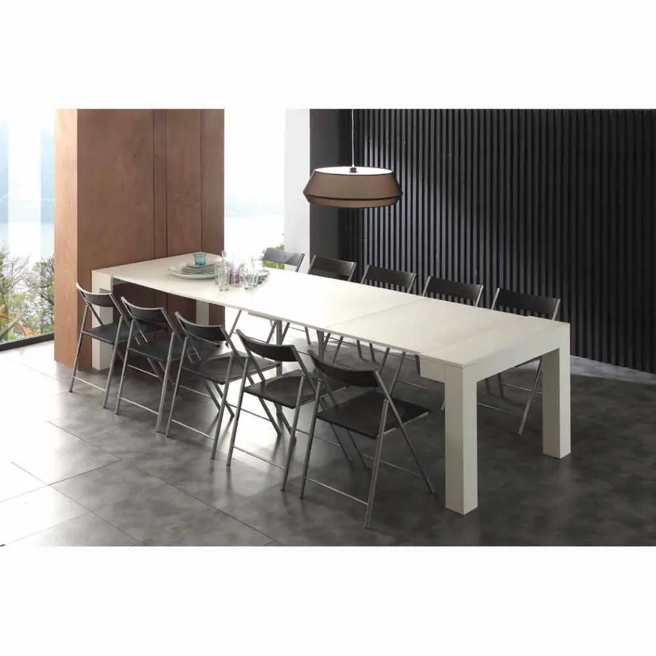 Ausziehbare Konsole aus offenporigem weißem Faltmelamin von Bosa Viadurini