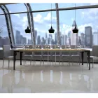 Moderne ausziehbare Konsole aus anthrazitfarbenem Holz und Metall, hergestellt in Italien – Sassone Viadurini