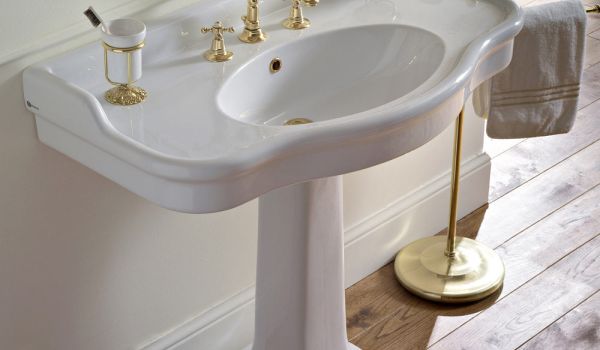 Konsolenwaschbecken auf Säule aus Vintage-Keramik Made in Italy