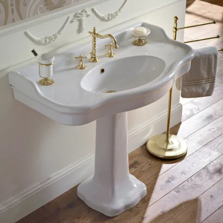 Vintage Keramik-Badezimmerkonsole auf Säule, hergestellt in Italien – Paulina Viadurini