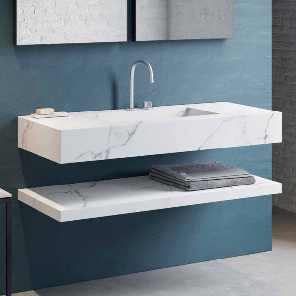 Abgehängte badezimmermöbel komposition 2 aus hochwertigem steinzeug made in italy - rampina