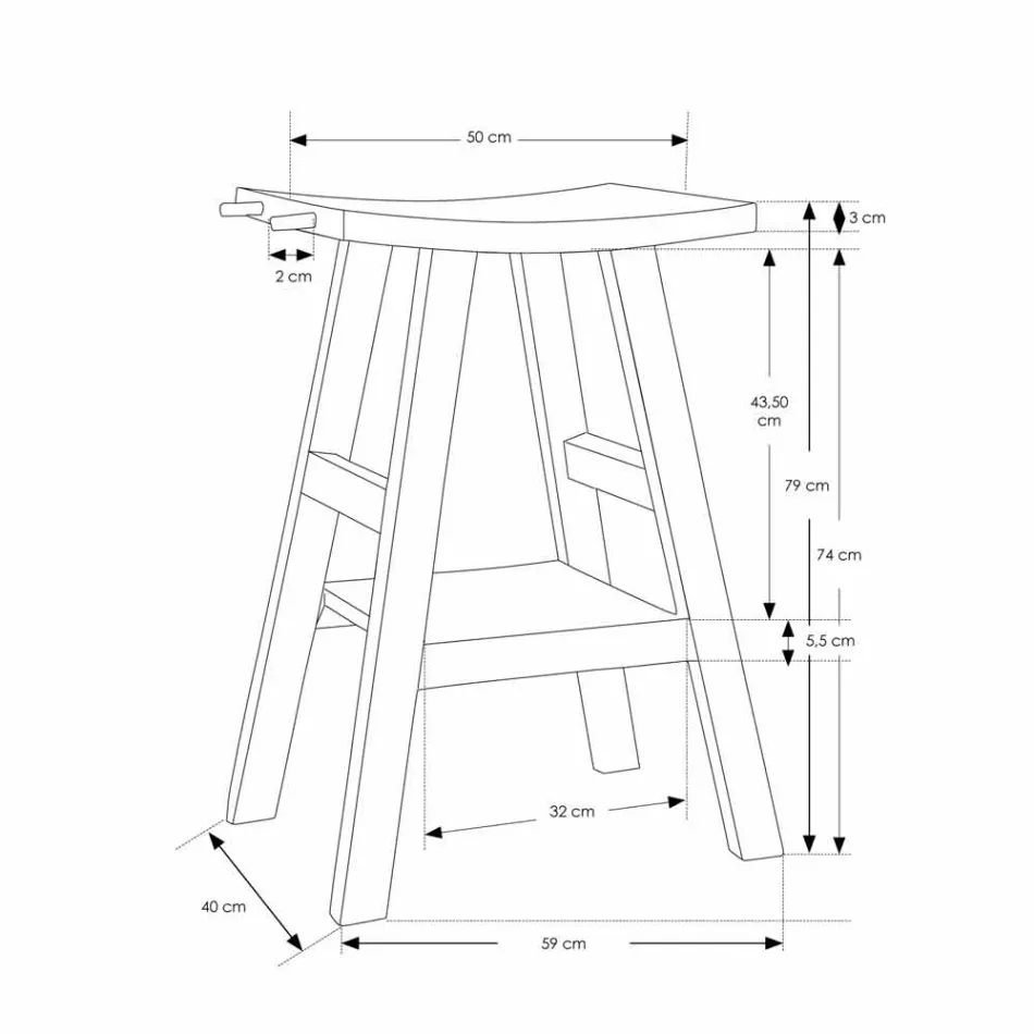 Moderne Badezimmerkonsole aus natürlichem Teakholz mit seitlichen Haken - Zacary Viadurini