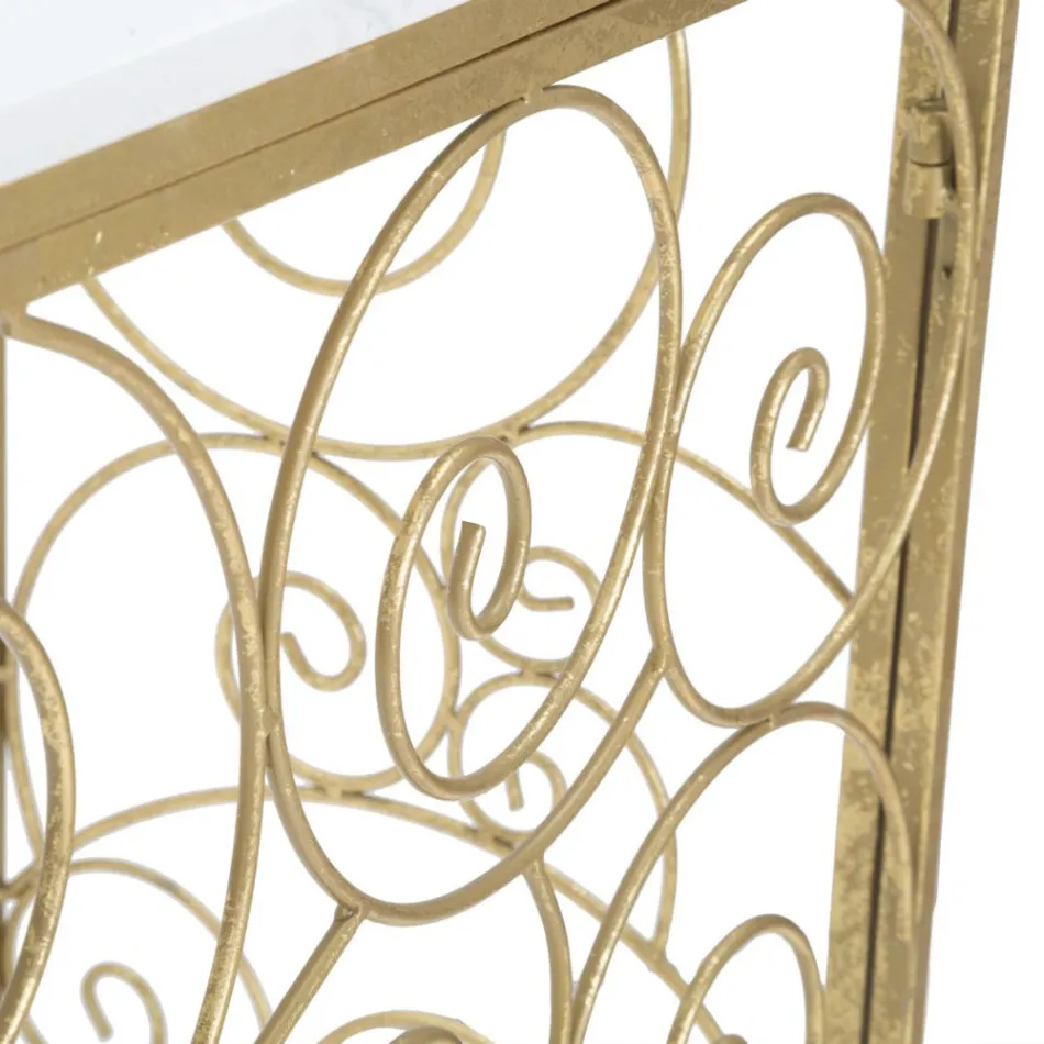 Eingangskonsole aus Eisen mit Goldfinish und Marmorplatte - Carlotta Viadurini