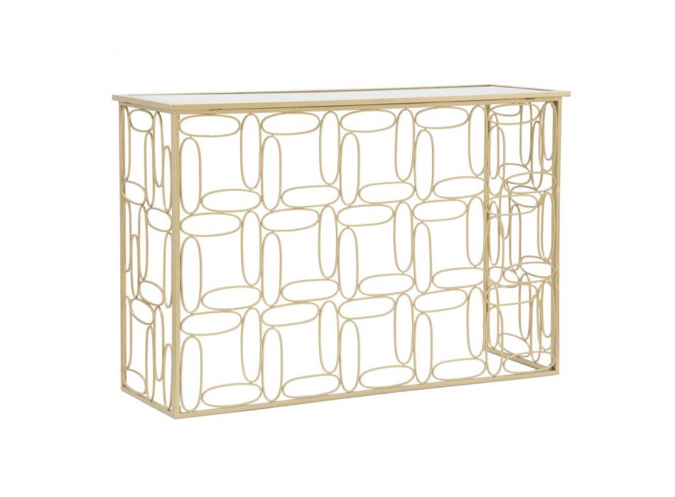 Spiegel-Eingangskonsole mit goldener Eisenstruktur - Bollina Viadurini