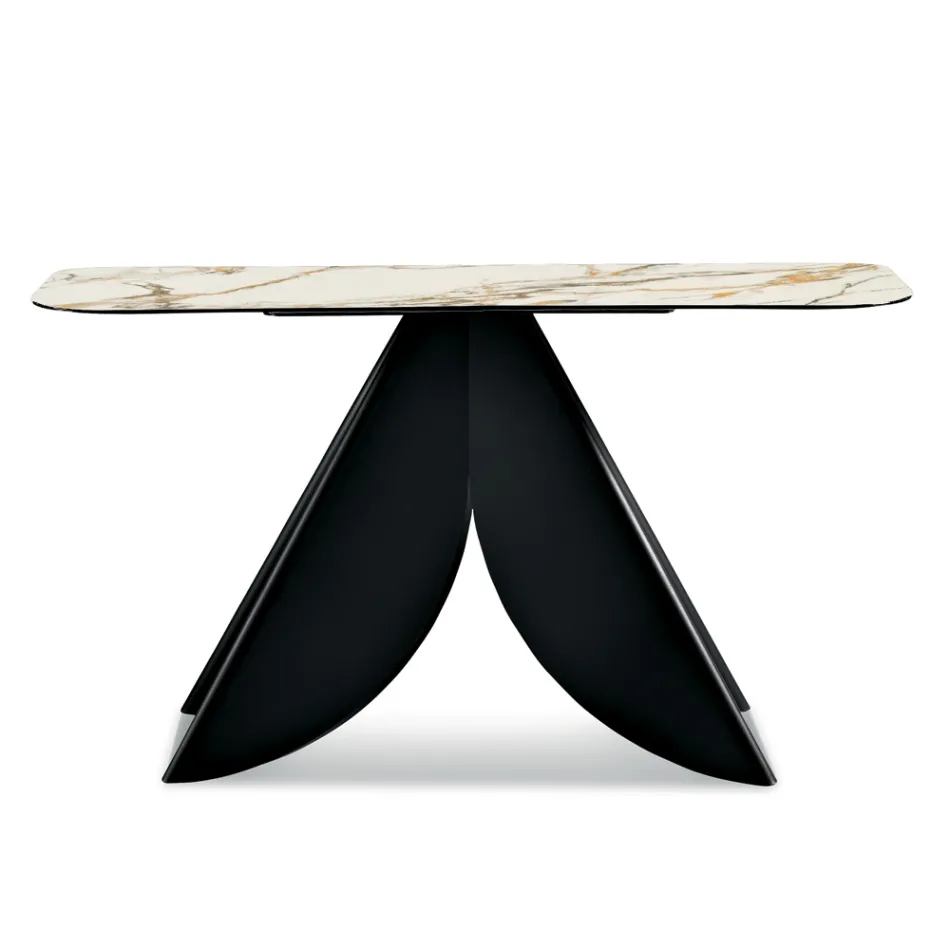 Cristina Konsolentisch aus Metall mit Keramikplatte in Marmoroptik für das Wohnzimmer Viadurini