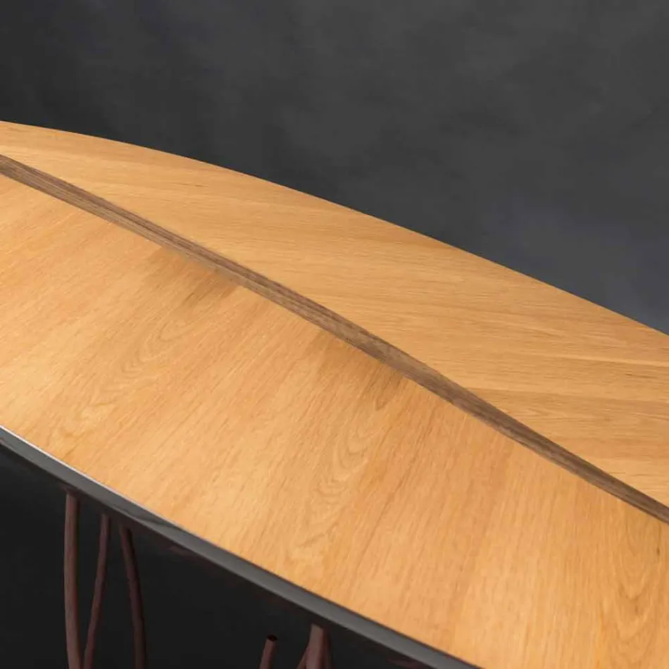 Design-Konsole mit Eichenfurnier und Kunsthandwerk Nussbaum Fenice Viadurini