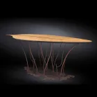 Design-Konsole mit Eichenfurnier und Kunsthandwerk Nussbaum Fenice Viadurini