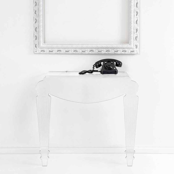 Designkonsole aus transparentem plexiglas hergestellt in italien, africo
