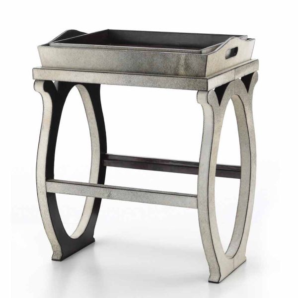 Modernes design-konsole mit tablett in felicia grau pony leder