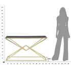 Goldene Konsole mit Metallstruktur und schwarzer Glasplatte - Eritrea Viadurini