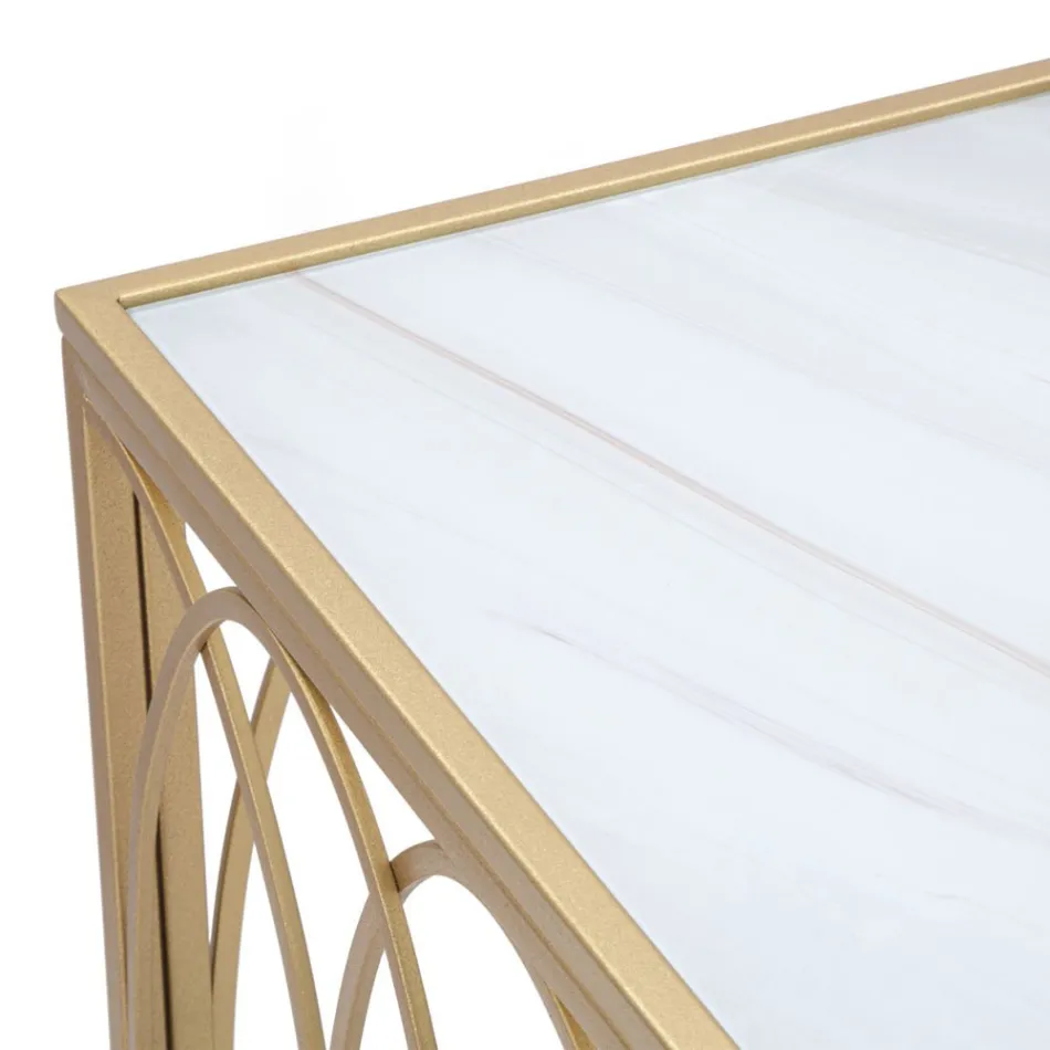 Feste Eingangskonsole aus goldenem Eisen mit Glasplatte - Primula Viadurini
