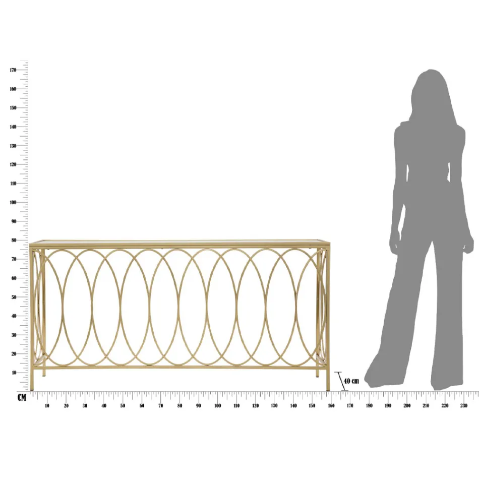 Feste Eingangskonsole aus goldenem Eisen mit Glasplatte - Primula Viadurini