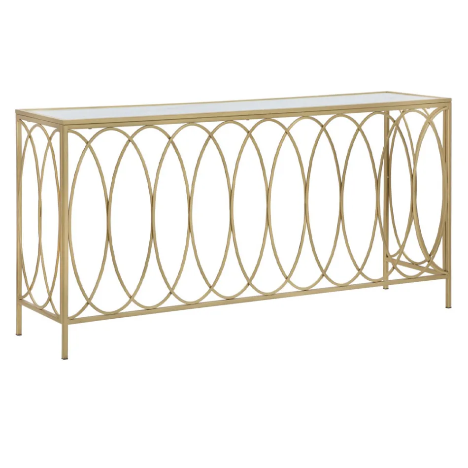 Feste Eingangskonsole aus goldenem Eisen mit Glasplatte - Primula Viadurini