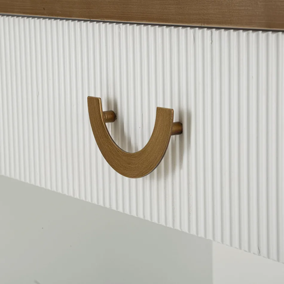 Holzkonsole mit Platte und Einsätzen mit abgerundetem Design und Schublade - Rachel Viadurini