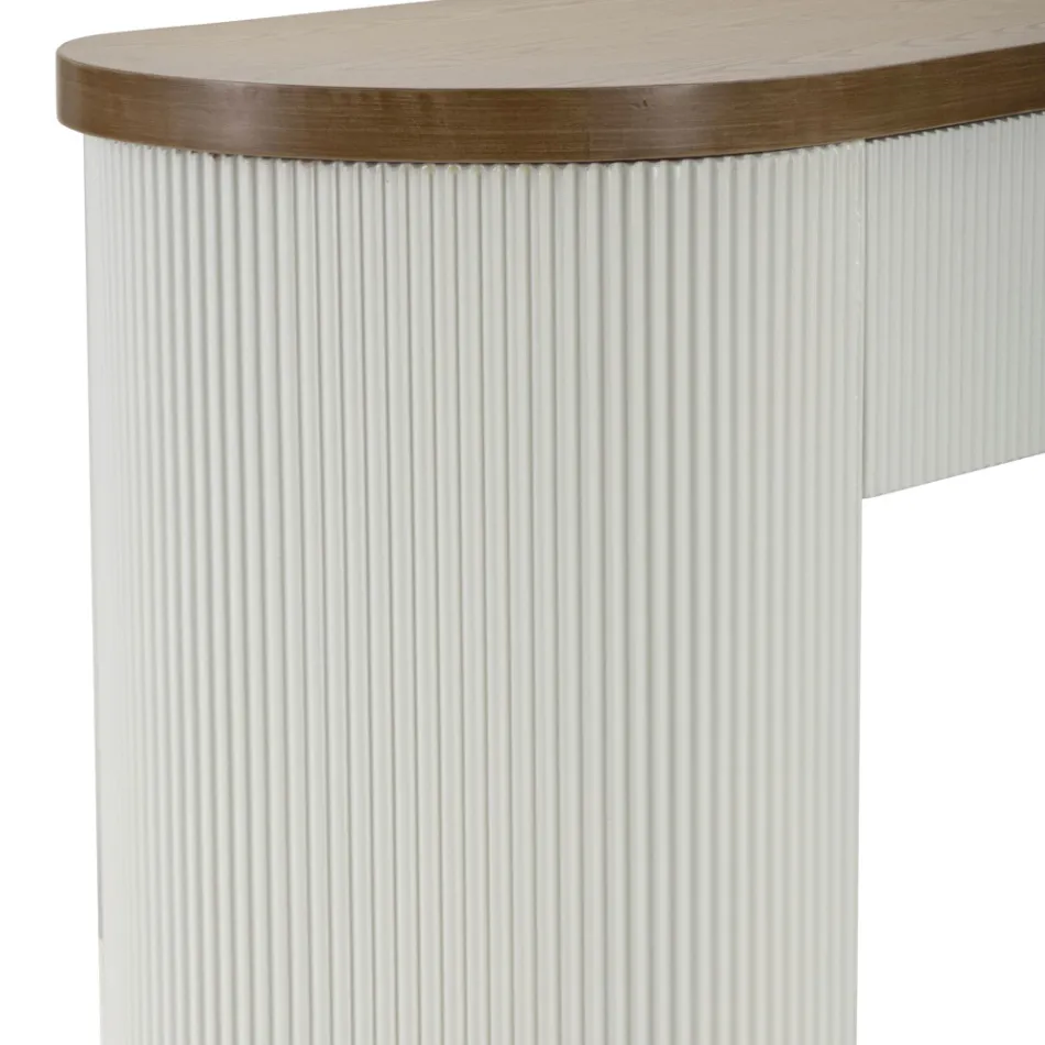 Holzkonsole mit Platte und Einsätzen mit abgerundetem Design und Schublade - Rachel Viadurini