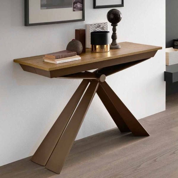 Tischkonsole aus holz und metall ausziehbar bis 295 cm made in italy - timedio