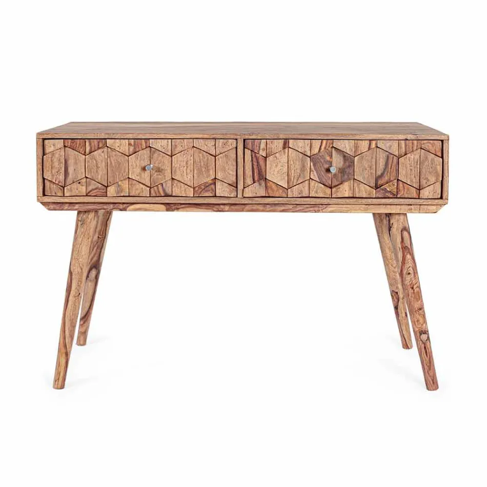 Sheesham Holzkonsole mit zwei Schubladen Luxus Design Homemotion - Fregene Viadurini