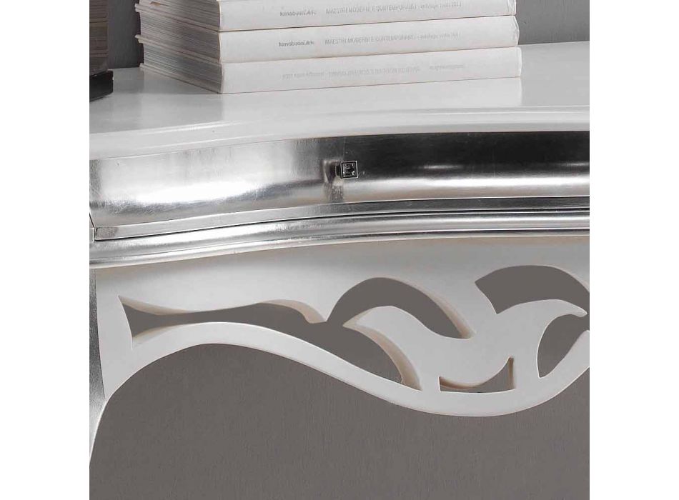 Konsole im klassischen Stil Holz, Silber-Finish und weiß Kreta Viadurini
