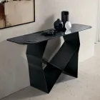 Konsolentisch aus Metall und gehämmertem Glas mit silberfarbener Rückseite - Concordia Viadurini