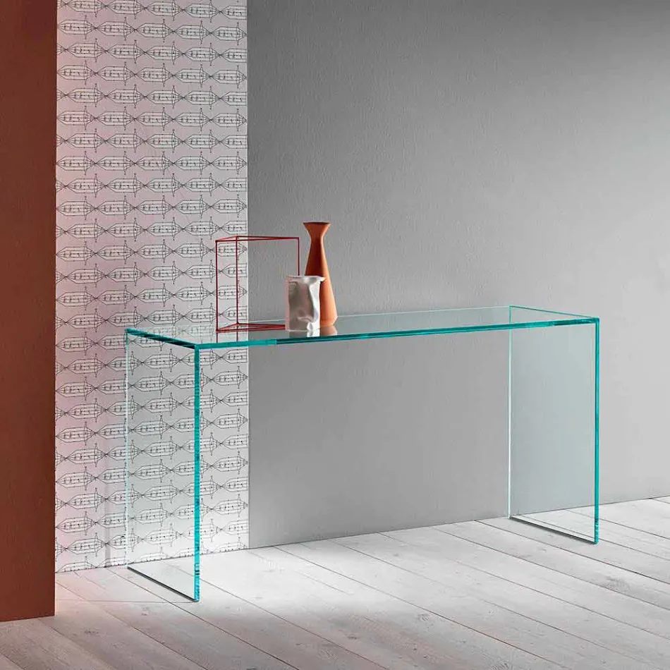 Konsole aus extra klarem Glas Elegantes Minimal Design 2 Dimensionen - Selex Viadurini