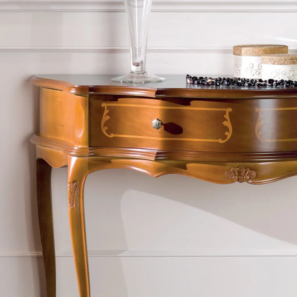 Klassische Eingangskonsole aus Holz mit 1 Schublade Made in Italy - Leonor Viadurini