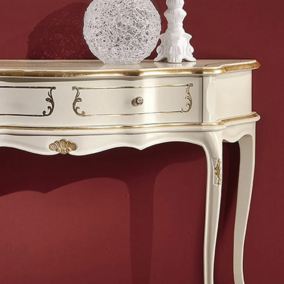 Klassische Eingangskonsole aus Holz mit 1 Schublade Made in Italy - Leonor Viadurini