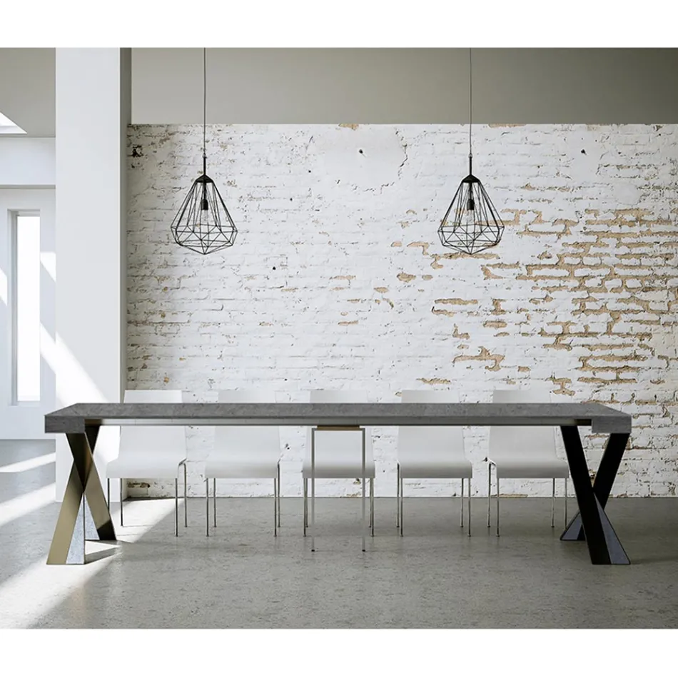 Moderne Konsole, ausziehbar auf 300 cm, mit anthrazitfarbenem Rahmen, hergestellt in Italien – Avventura Viadurini