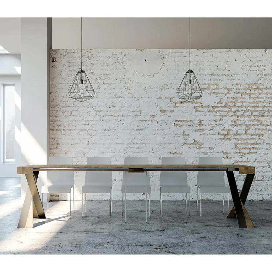 Moderne Konsole, ausziehbar auf 300 cm, mit anthrazitfarbenem Rahmen, hergestellt in Italien – Avventura Viadurini