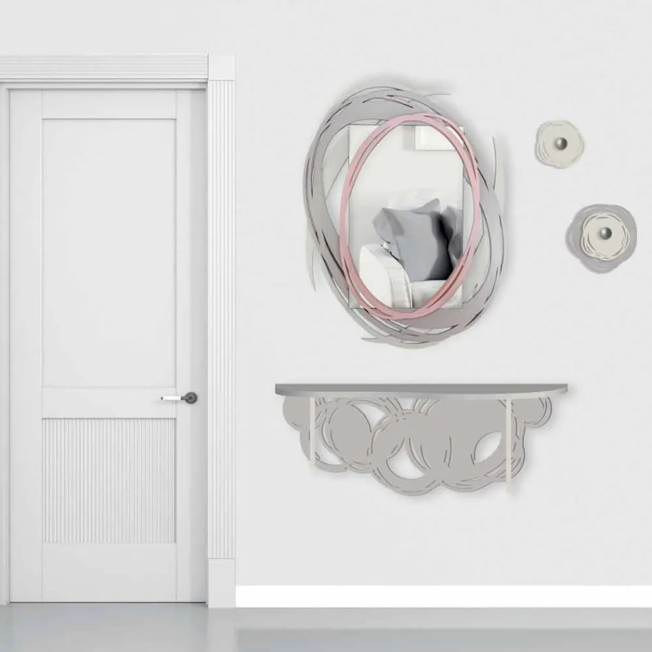 Moderne Designkonsole aus Sand und beige Holz für die Wandmontage - Orbit Viadurini