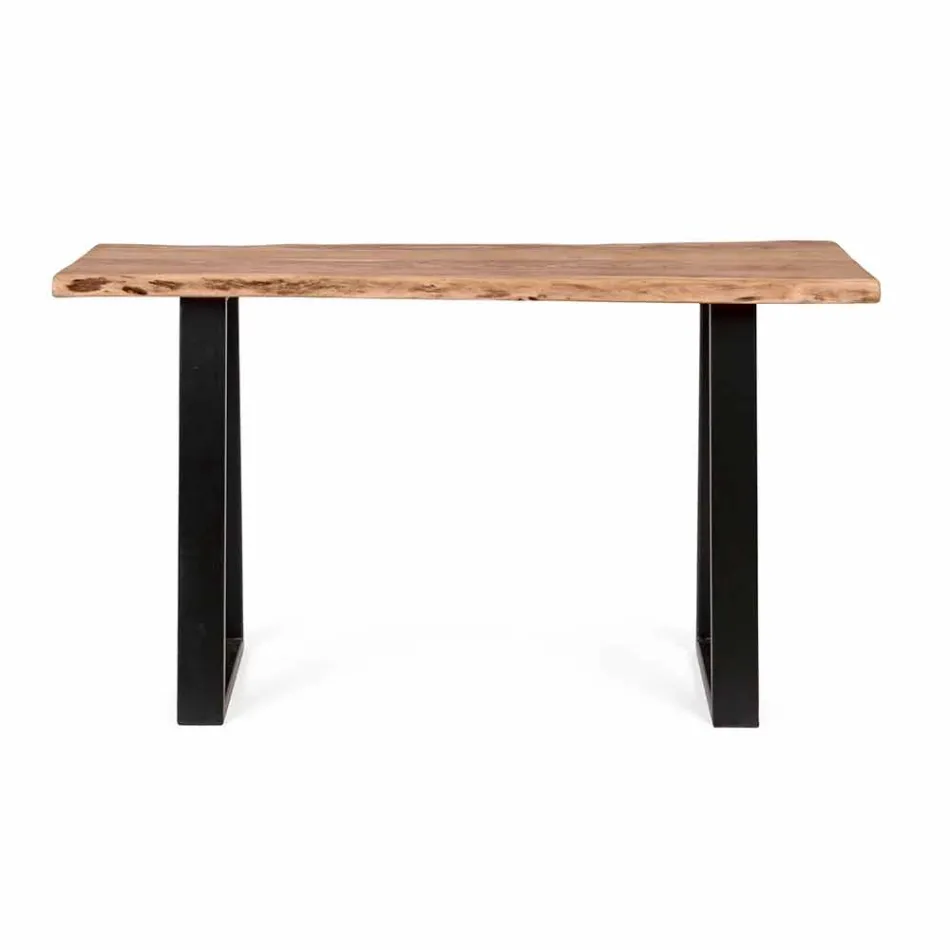 Moderne Konsole im Akazienholz- und Stahldesign Homemotion - Teresanna Viadurini