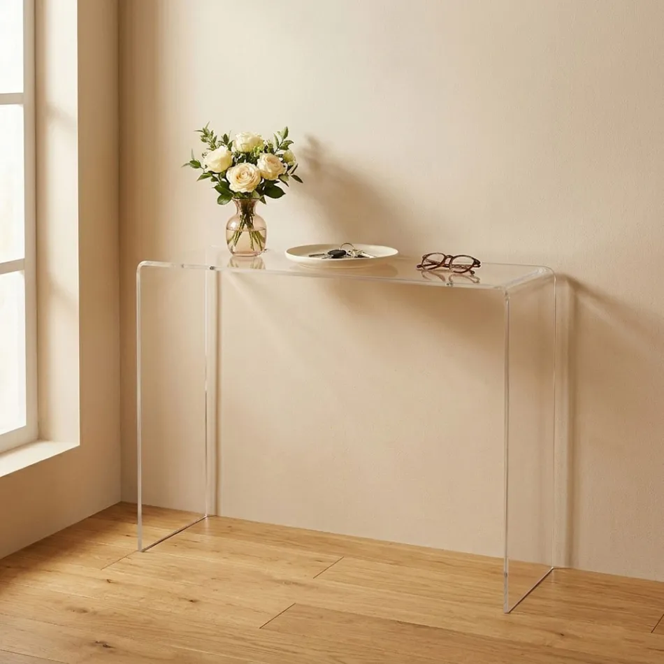 Moderner Konsolentisch aus transparentem oder mehrfarbigem Plexiglas, hergestellt in Italien – Emy Viadurini
