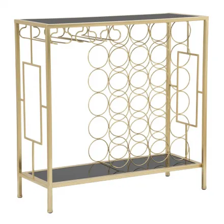Glasflaschenhalter-Konsole mit goldener Eisenstruktur - Vicio Viadurini