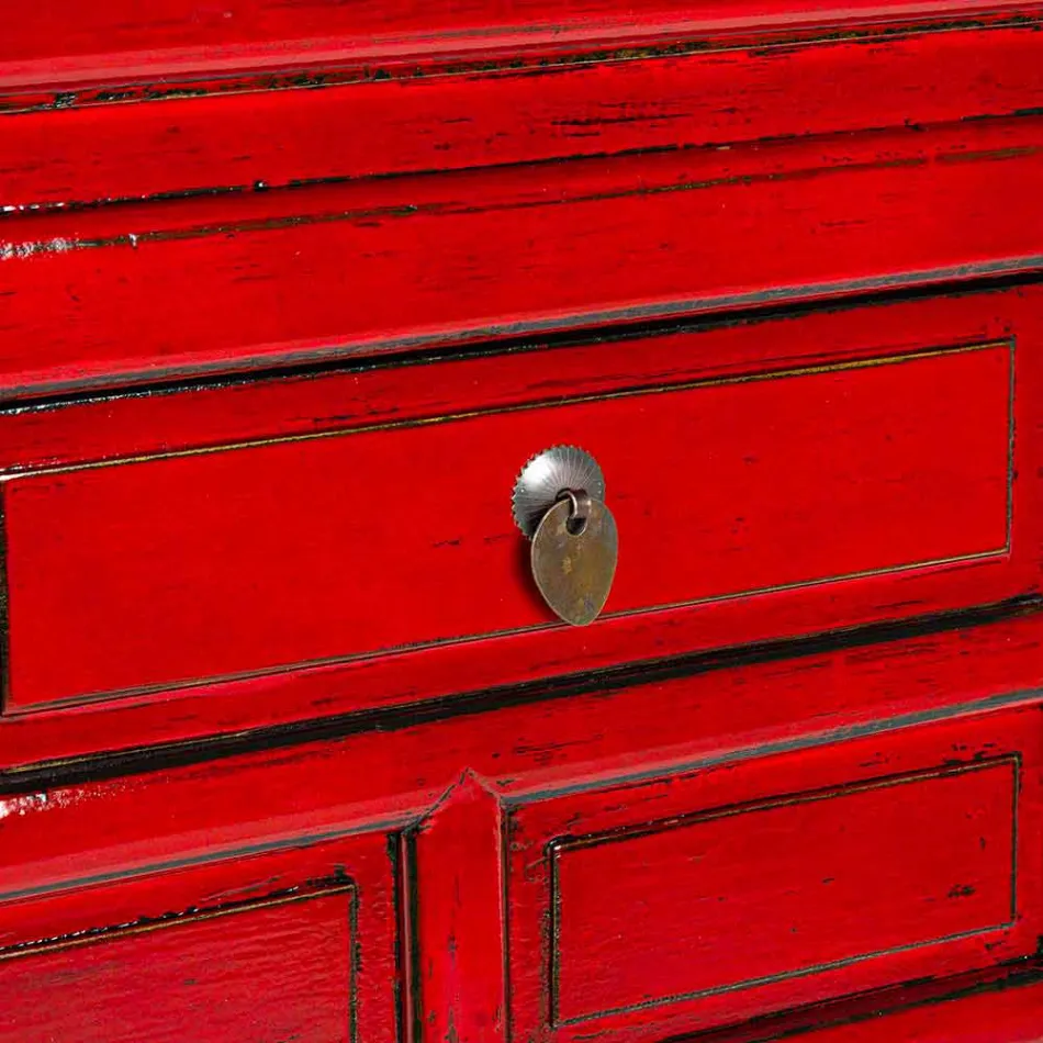 Rote Konsole aus Ulmenholz mit 3 Schubladen Design Homemotion - Sonten Viadurini