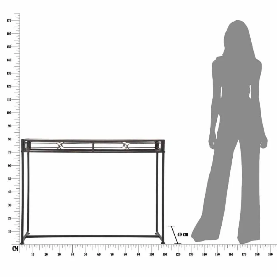 Rechteckige Wohnzimmerkonsole im modernen Stil aus Eisen und MDF - Wendell Viadurini
