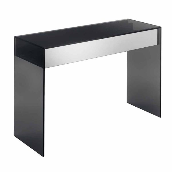 Design consolle schreibtisch aus rauchglas mit schubladen made in italy - mantra