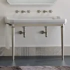 Badezimmerkonsole Vintage L 135 cm mit Doppelschale aus Keramik Made in Italy - Nausica Viadurini