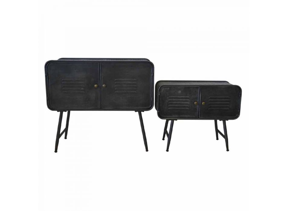 Paar Sideboards im Industriestil für Wohnzimmer Modernes Design aus Eisen - Cuna Viadurini