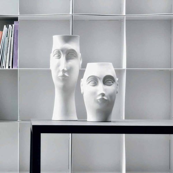 Paar gesichtsförmige keramikornamente, made in italy - visage
