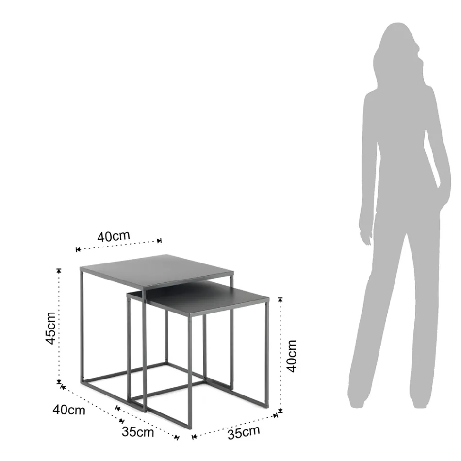 Paar Couchtische aus anthrazit lackiertem Stahl - Sospiro Viadurini
