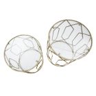 Paar Couchtische aus Eisen mit runder Glasplatte - Etro Viadurini